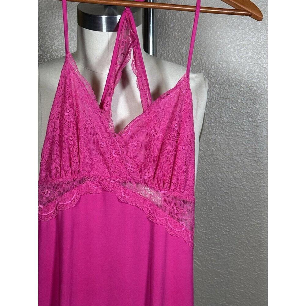 Inc International Concepts Knit Lace Cup Sz S Long Nightgown Lingerie Hot Pink